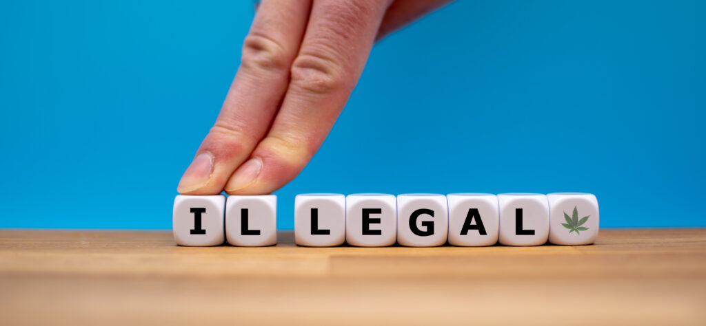 Dice form the word "ILLEGAL"